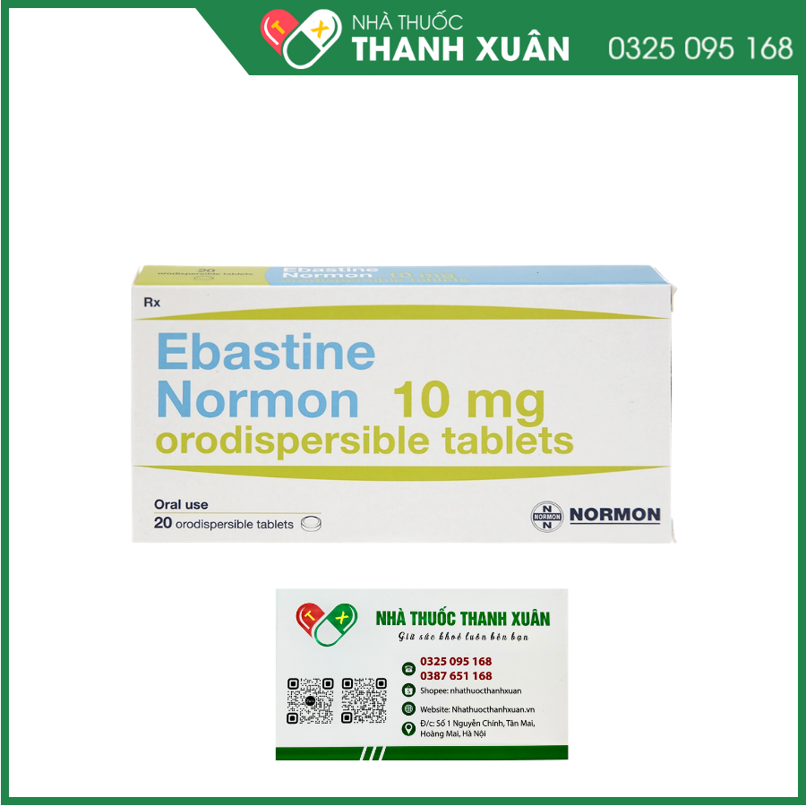 Ebastine Normon 10mg Orodispersible tablets trị viêm mũi, mày đay